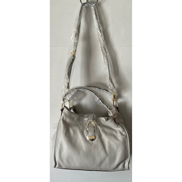GILI Handbags - GILI Pebble Leather Hobo Bag Off-White Gold Hardware Adjustable Straps NEW